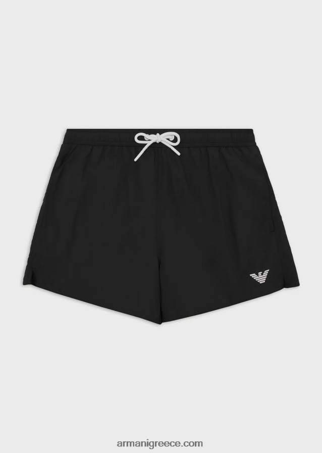 άνδρες Armani μαγιό σορτς με κορδόνι περίσφιξης και κεντημένο λογότυπο 4046R6988 μαύρος