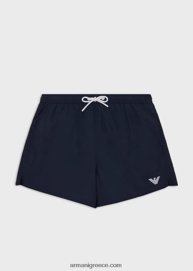 άνδρες Armani μαγιό σορτς με κορδόνι περίσφιξης και κεντημένο λογότυπο 4046R6989 ναυτικό μπλε