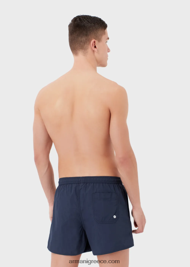 άνδρες Armani μαγιό σορτς με κορδόνι περίσφιξης και κεντημένο λογότυπο 4046R6989 ναυτικό μπλε