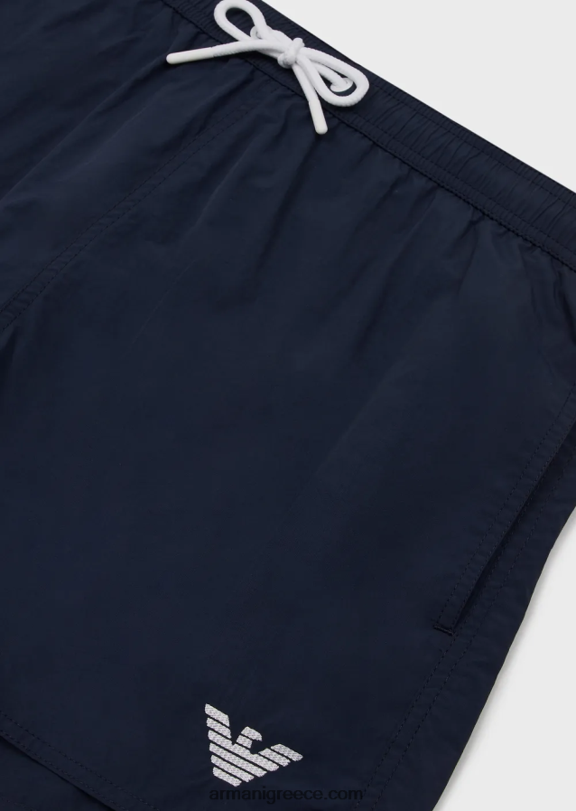 άνδρες Armani μαγιό σορτς με κορδόνι περίσφιξης και κεντημένο λογότυπο 4046R6989 ναυτικό μπλε