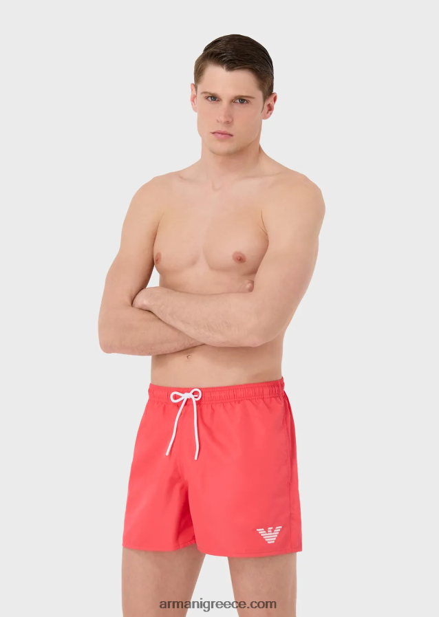 άνδρες Armani απαραίτητο μαγιό με κορδόνια 4046R6991 κοράλλι