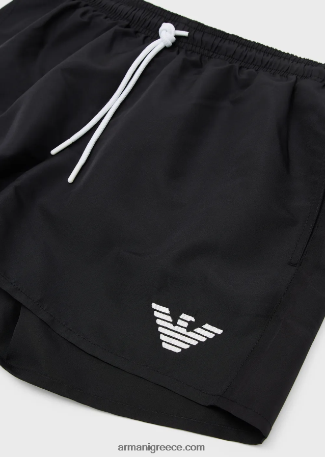 άνδρες Armani απαραίτητο μαγιό με κορδόνια 4046R6992 μαύρος