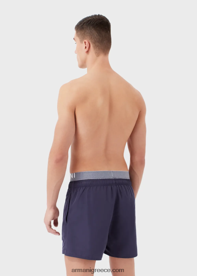 άνδρες Armani μαγιό από ανακυκλωμένο ύφασμα με κορδόνι περίσφιξης και λογότυπο στη μέση 4046R6994 avio