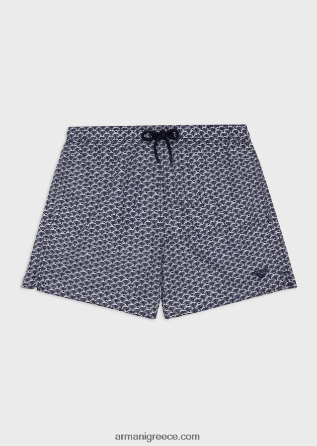 άνδρες Armani μαγιό με κορδόνι περίσφιξης και μικρο-μοτίβο παντού 4046R6997 πρότυπο