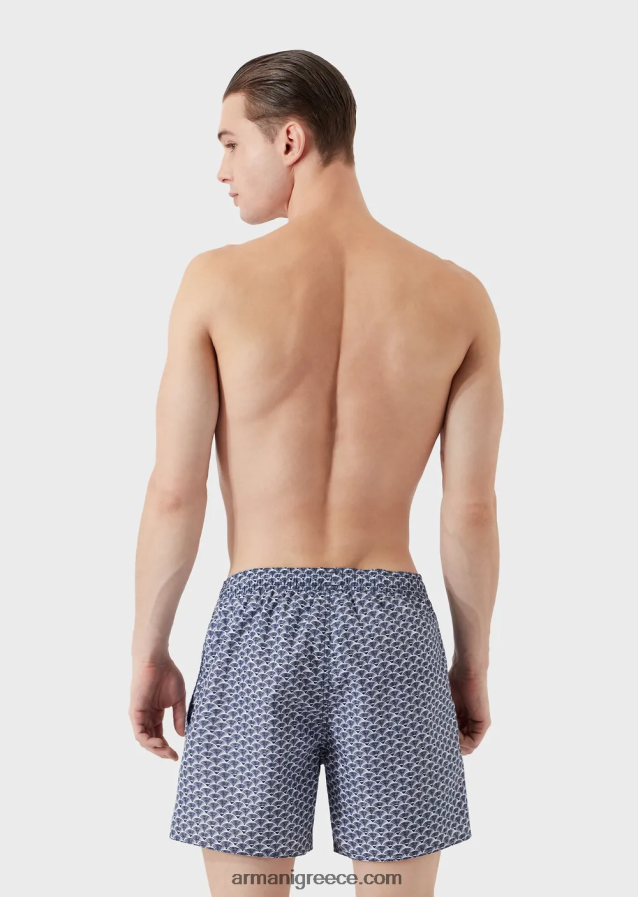 άνδρες Armani μαγιό με κορδόνι περίσφιξης και μικρο-μοτίβο παντού 4046R6997 πρότυπο