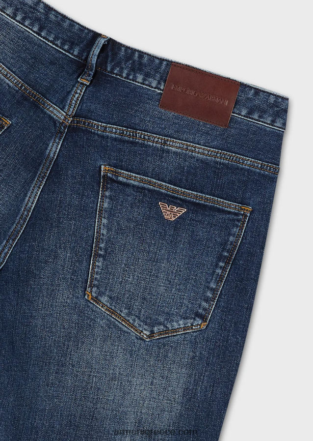 άνδρες Armani j06 τζιν τζιν με λεπτή εφαρμογή, φθαρμένη εμφάνιση 4046R61155 μέτριο μπλε