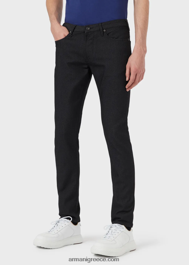 άνδρες Armani παντελόνι j06 με λεπτή εφαρμογή από ανάγλυφο, βαμμένο με νήματα 4046R61186
