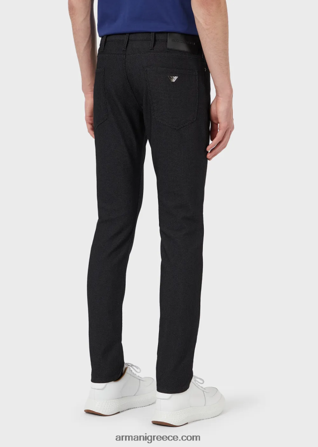 άνδρες Armani παντελόνι j06 με λεπτή εφαρμογή από ανάγλυφο, βαμμένο με νήματα 4046R61186