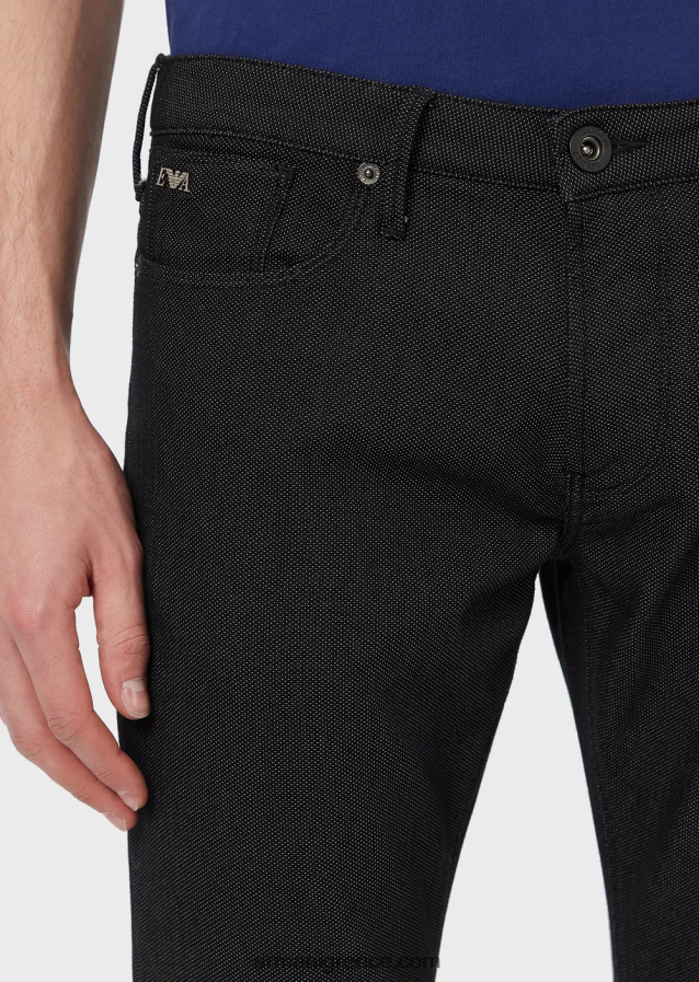 άνδρες Armani παντελόνι j06 με λεπτή εφαρμογή από ανάγλυφο, βαμμένο με νήματα 4046R61186