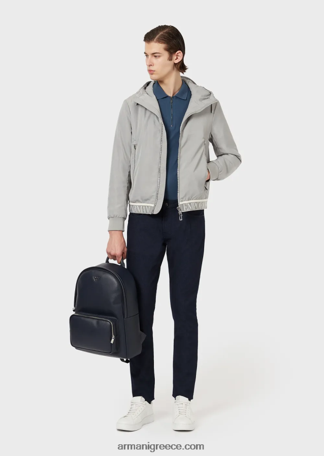 άνδρες Armani παντελόνι j06 με λεπτή εφαρμογή από ανάγλυφο, βαμμένο με νήματα 4046R61187 μεσάνυχτα μπλε