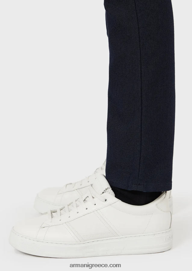 άνδρες Armani παντελόνι j06 με λεπτή εφαρμογή από ανάγλυφο, βαμμένο με νήματα 4046R61187 μεσάνυχτα μπλε