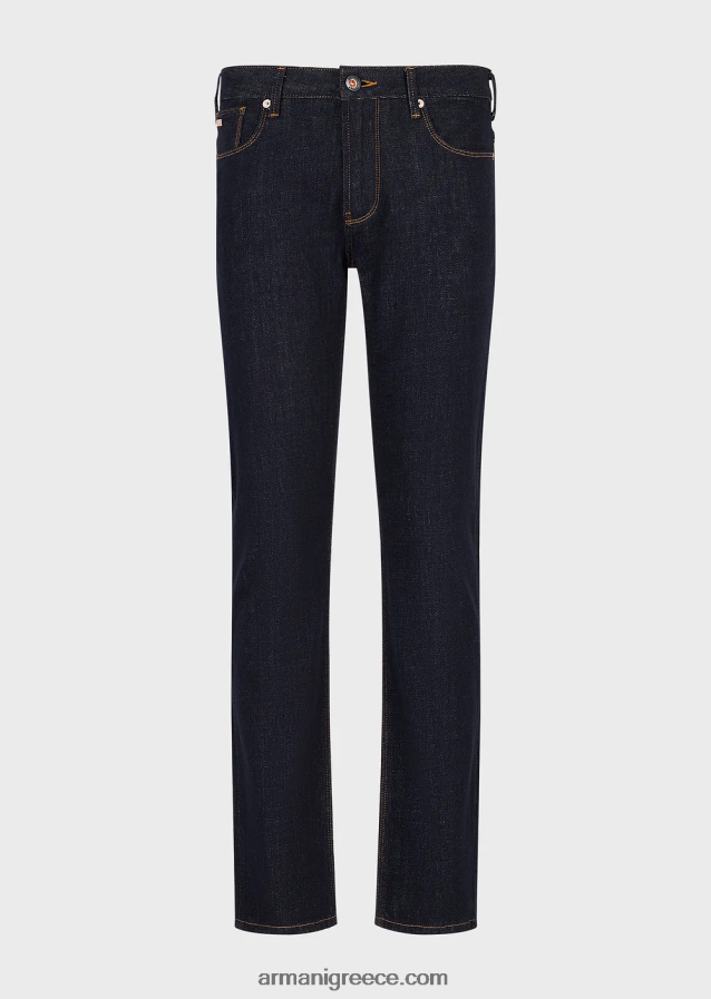 άνδρες Armani j06 slim-fit σκούρο μπλε τζιν τζιν με κέντημα στην τσέπη 4046R61153 μπλε