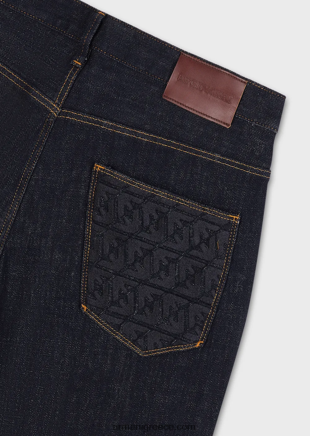 άνδρες Armani j06 slim-fit σκούρο μπλε τζιν τζιν με κέντημα στην τσέπη 4046R61153 μπλε