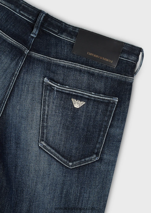 άνδρες Armani j06 slim-fit, σκισμένο σκούρο τζιν τζιν 4046R61158 μέτριο μπλε