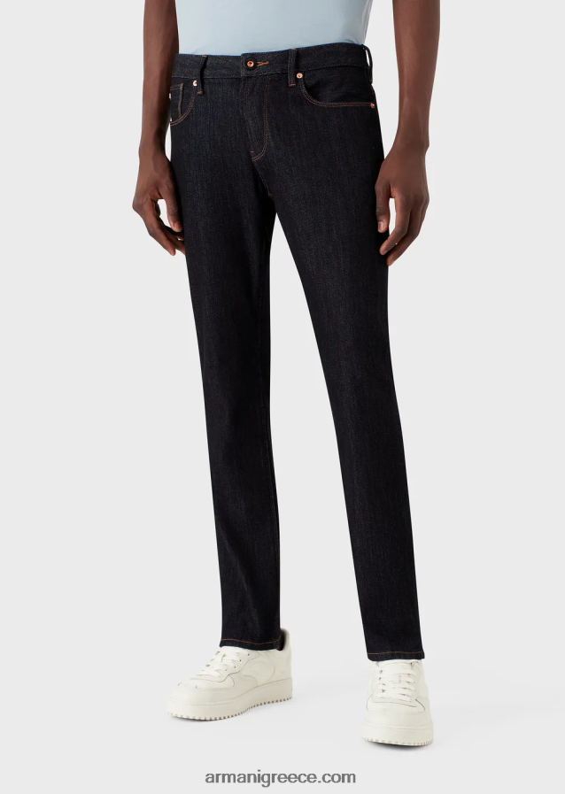 άνδρες Armani j06 τζιν τζιν ψεύτικο πλεκτό slim-fit 4046R61161 σκούρο μπλε