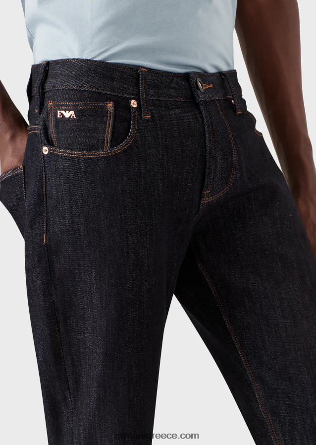 άνδρες Armani j06 τζιν τζιν ψεύτικο πλεκτό slim-fit 4046R61161 σκούρο μπλε