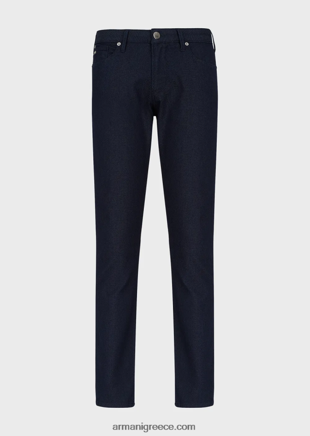 άνδρες Armani j06 slim-fit, βαμβακερό παντελόνι, armure 4046R61190 ναυτικό μπλε