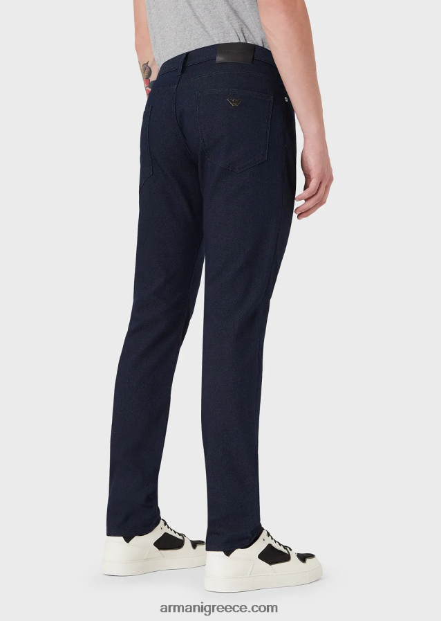 άνδρες Armani j06 slim-fit, βαμβακερό παντελόνι, armure 4046R61190 ναυτικό μπλε