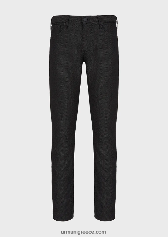 άνδρες Armani j06 slim-fit, βαμβακερό παντελόνι, armure 4046R61191 μαύρος