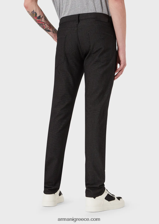 άνδρες Armani j06 slim-fit, βαμβακερό παντελόνι, armure 4046R61191 μαύρος