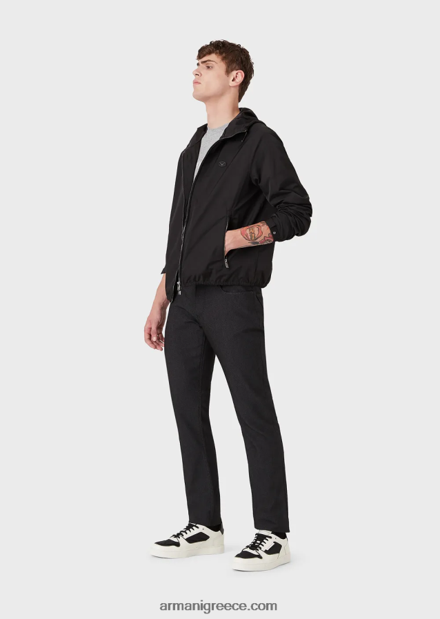 άνδρες Armani j06 slim-fit, βαμβακερό παντελόνι, armure 4046R61191 μαύρος