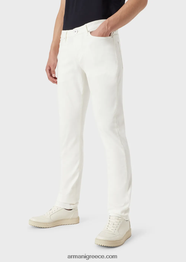 άνδρες Armani j06 τζιν slim-fit, stretch-gabardine 4046R61194 άσπρο