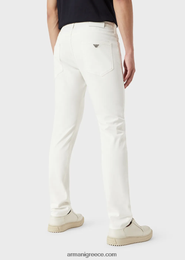 άνδρες Armani j06 τζιν slim-fit, stretch-gabardine 4046R61194 άσπρο