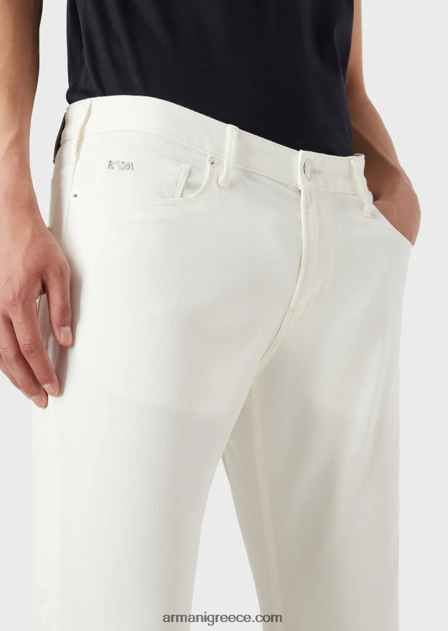 άνδρες Armani j06 τζιν slim-fit, stretch-gabardine 4046R61194 άσπρο