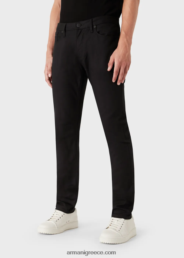 άνδρες Armani j06 slim-fit stretch twill τζιν 4046R61192 μαύρος