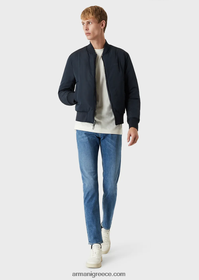 άνδρες Armani j06 slim-fit, πλυμένο, twill comfort-τζιν τζιν 4046R61178 γαλανός