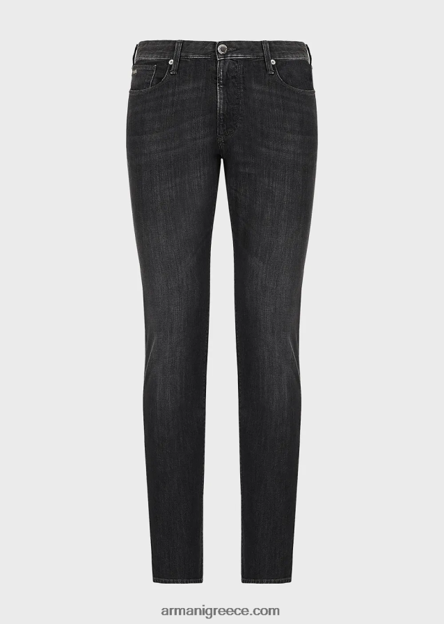 άνδρες Armani j06 slim-fit, twill-melange τζιν σε comfort denim 4046R61181 μαύρος