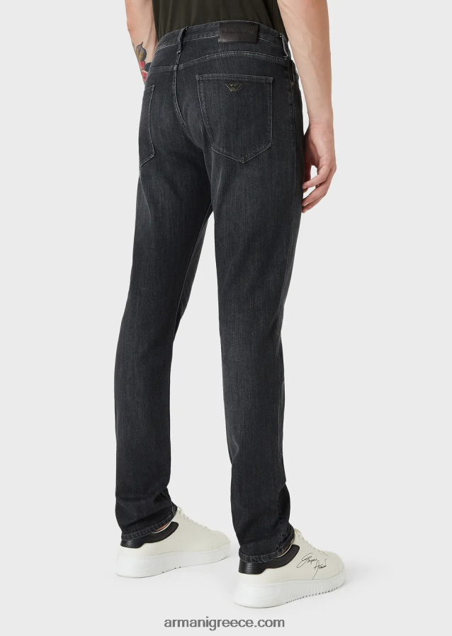 άνδρες Armani j06 slim-fit, twill-melange τζιν σε comfort denim 4046R61181 μαύρος