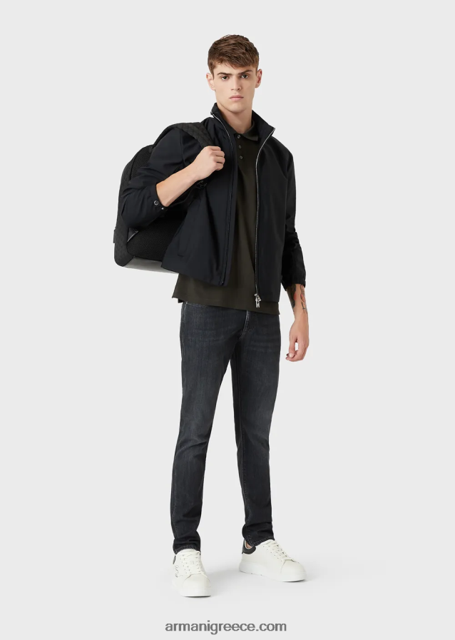 άνδρες Armani j06 slim-fit, twill-melange τζιν σε comfort denim 4046R61181 μαύρος