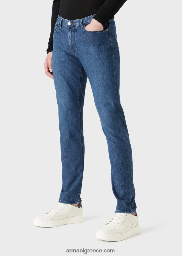 άνδρες Armani j06 slim-fit, twill-melange τζιν σε comfort denim 4046R61182 τζην