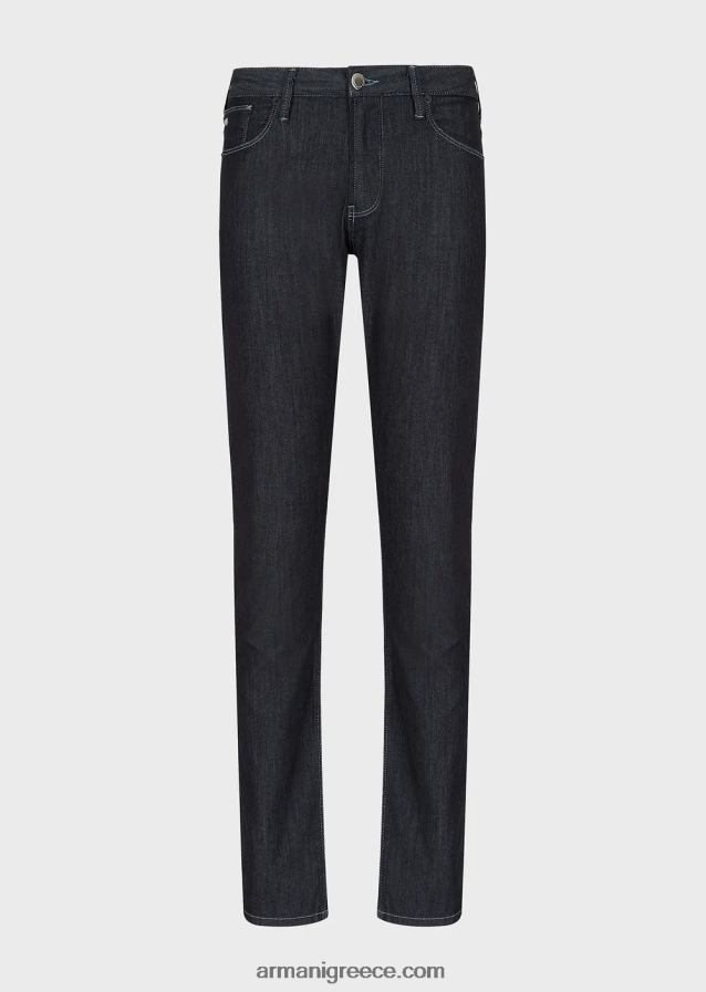 άνδρες Armani j06 slim-fit, twill-melange τζιν σε comfort denim 4046R61183 ναυτικό μπλε