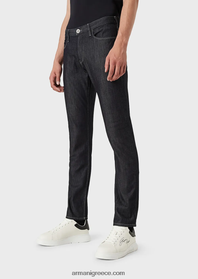 άνδρες Armani j06 slim-fit, twill-melange τζιν σε comfort denim 4046R61183 ναυτικό μπλε