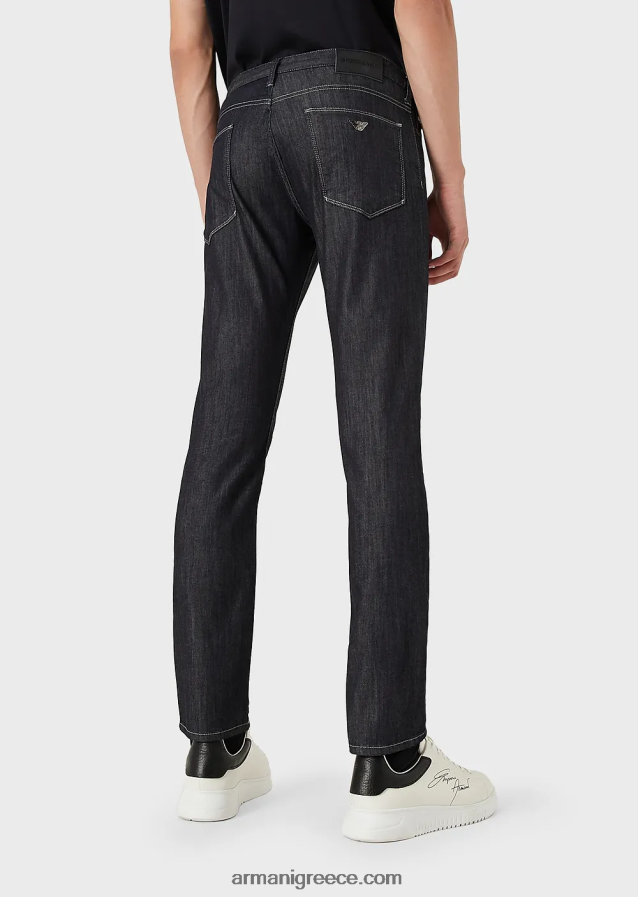 άνδρες Armani j06 slim-fit, twill-melange τζιν σε comfort denim 4046R61183 ναυτικό μπλε
