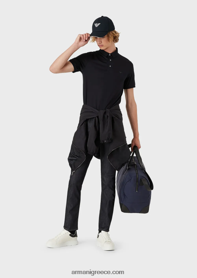 άνδρες Armani j06 slim-fit, twill-melange τζιν σε comfort denim 4046R61183 ναυτικό μπλε