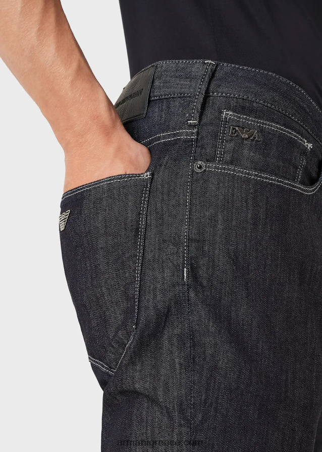 άνδρες Armani j06 slim-fit, twill-melange τζιν σε comfort denim 4046R61183 ναυτικό μπλε