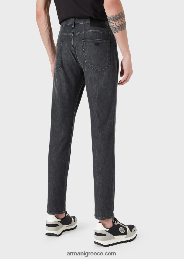 άνδρες Armani j06 slim-fit, twill-melange τζιν σε comfort denim 4046R61185 μαύρος