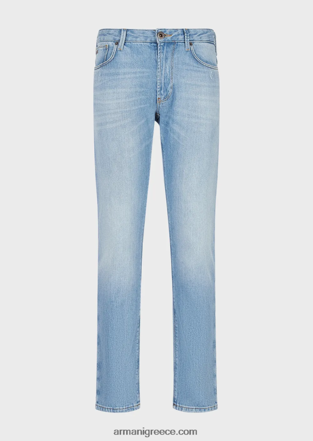 άνδρες Armani j06 slim-fit τζιν σε vintage look stretch τζιν 4046R61157 γαλάζιο