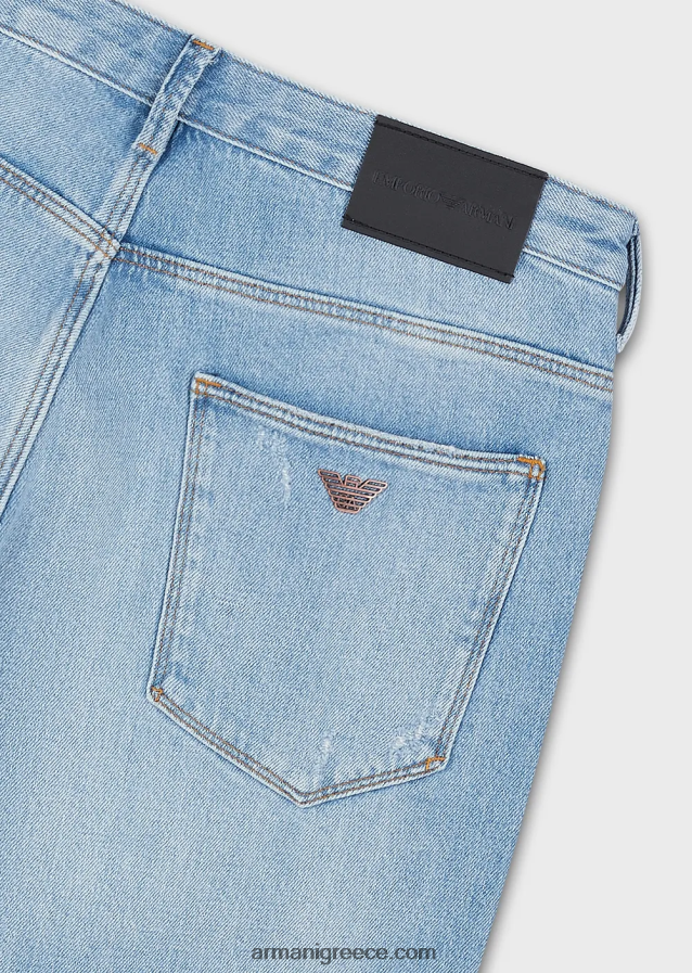 άνδρες Armani j06 slim-fit τζιν σε vintage look stretch τζιν 4046R61157 γαλάζιο