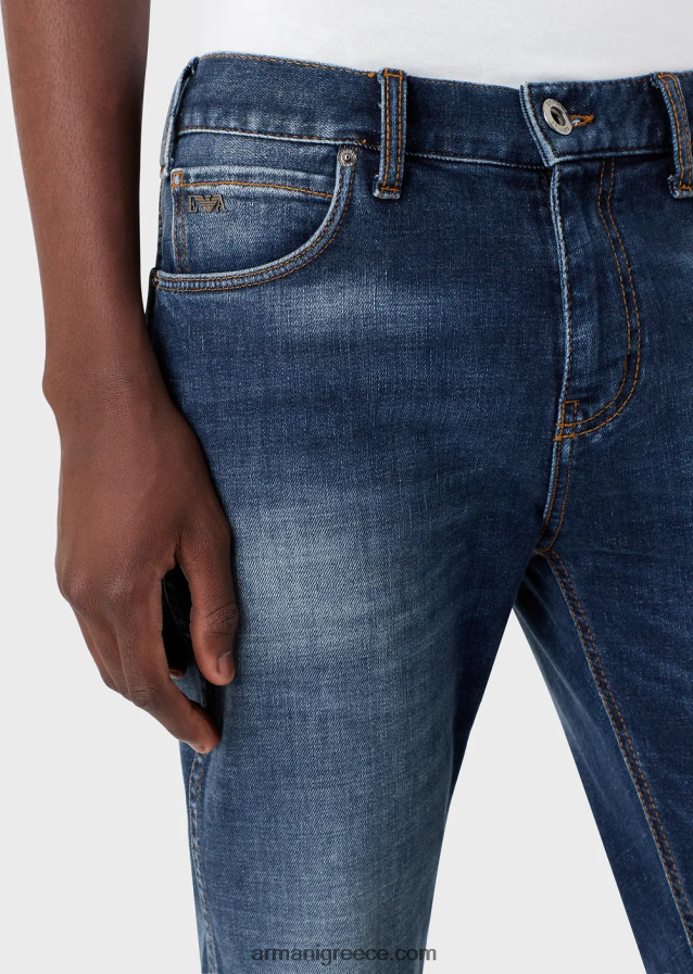 άνδρες Armani j16 τζιν τζιν slim-fit, vintage look 4046R61175 μέτριο μπλε