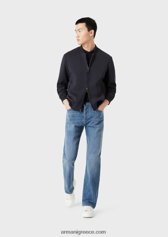 άνδρες Armani j21 πλυμένο, με κανονική εφαρμογή, τζιν τζιν με twill 4046R61210 μπλε