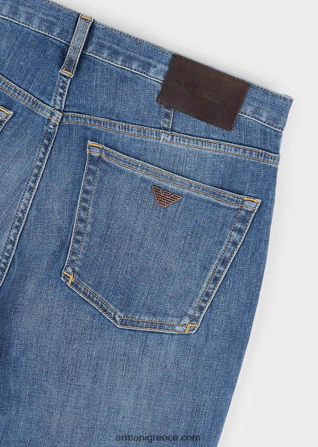 άνδρες Armani j21 πλυμένο, με κανονική εφαρμογή, τζιν τζιν με twill 4046R61210 μπλε