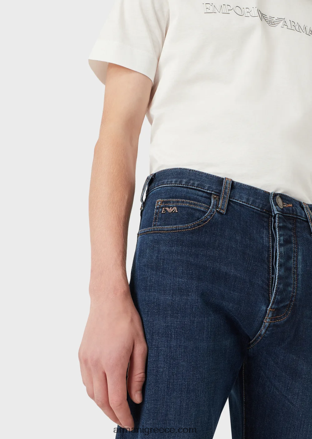 άνδρες Armani j21 πλυμένο, με κανονική εφαρμογή, τζιν τζιν με twill 4046R61211 τζην