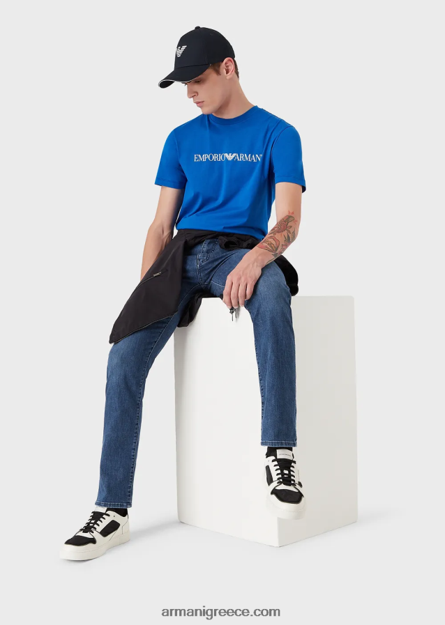 άνδρες Armani j45 τζιν τζιν με κανονική εφαρμογή, ελαφρύ πλύσιμο 4046R61203 τζην