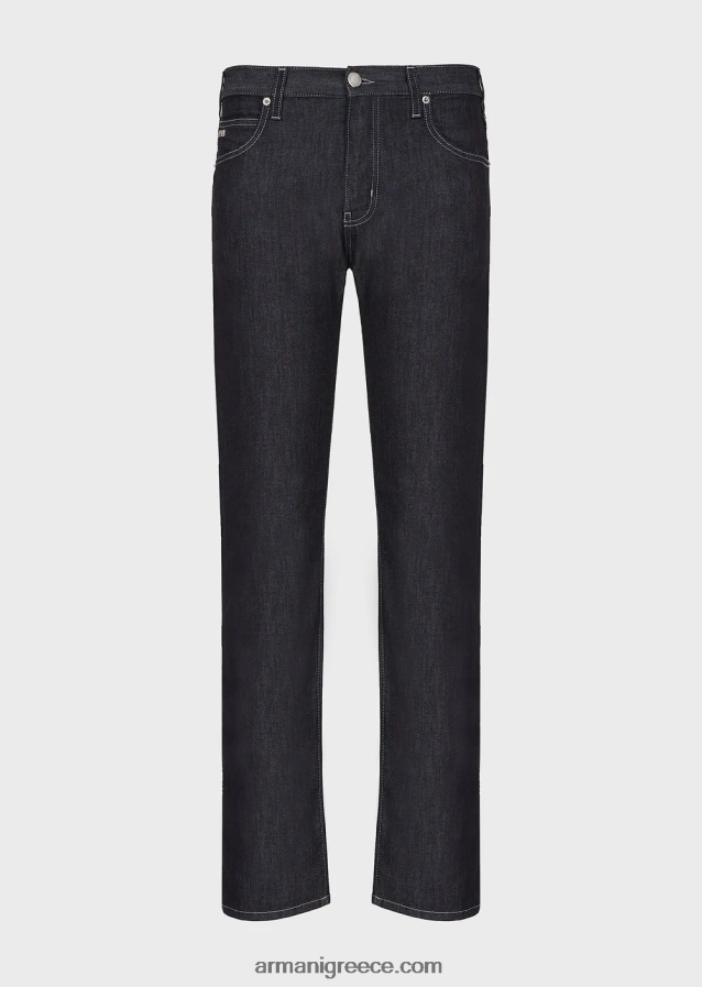 άνδρες Armani j45 τζιν τζιν με κανονική εφαρμογή, ελαφρύ πλύσιμο 4046R61204 ναυτικό μπλε
