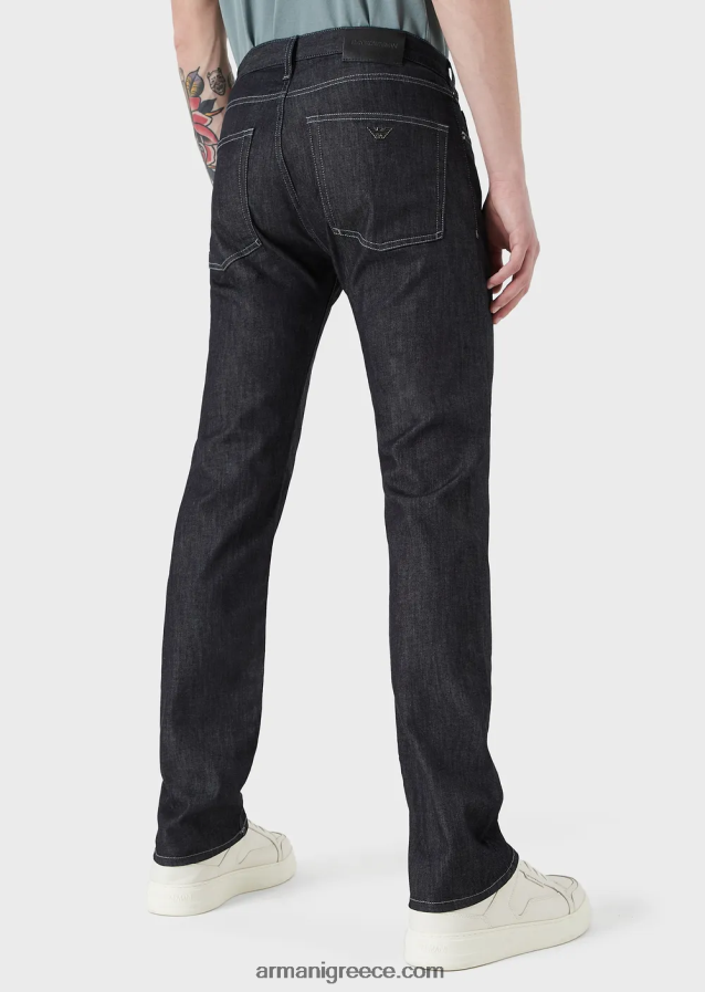 άνδρες Armani j45 τζιν τζιν με κανονική εφαρμογή, ελαφρύ πλύσιμο 4046R61204 ναυτικό μπλε
