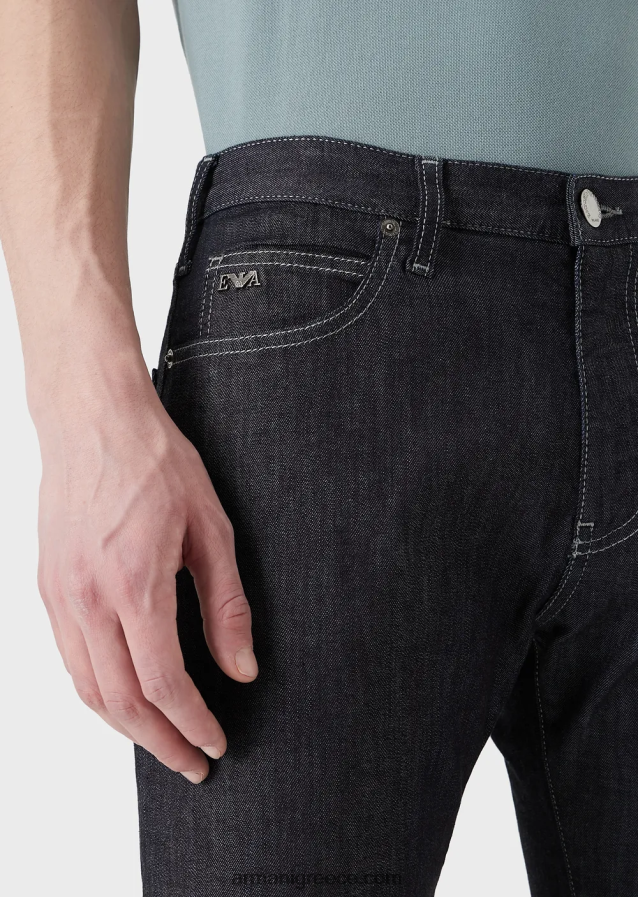 άνδρες Armani j45 τζιν τζιν με κανονική εφαρμογή, ελαφρύ πλύσιμο 4046R61204 ναυτικό μπλε